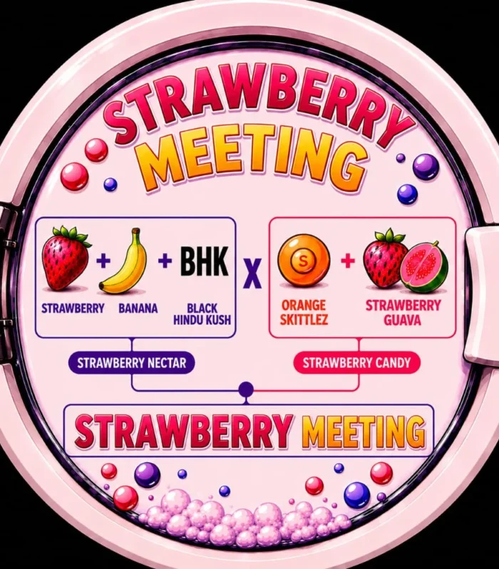 Sementes feminizadas Strawberry Meeting – Zmoothiez Genetics